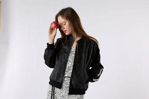 Apple Leather Bomber - Noir