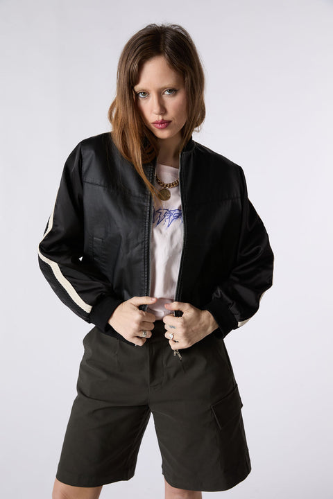 Apple Leather Bomber - Noir