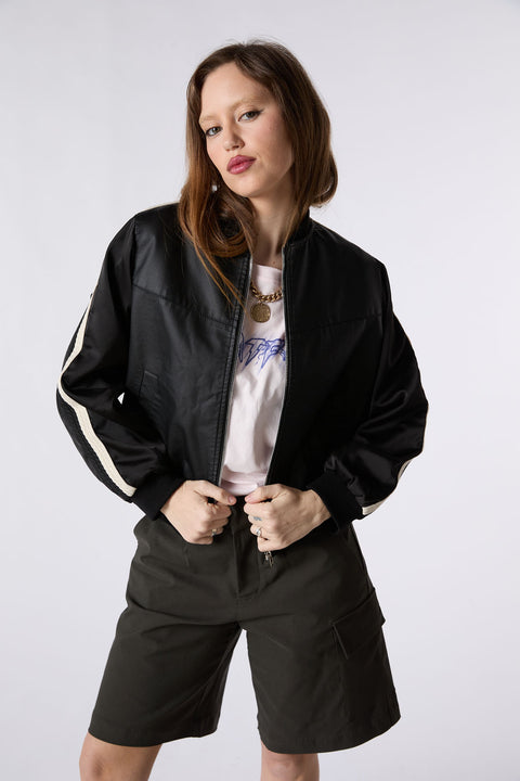 Apple Leather Bomber - Noir