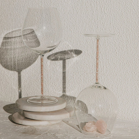 Crystal-Stemmed Wine Goblet  - Rose Quartz (4 Piece)