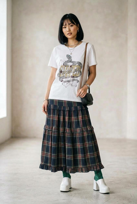 PRAIRIE MOON SKIRT — MIDNIGHT PLAID