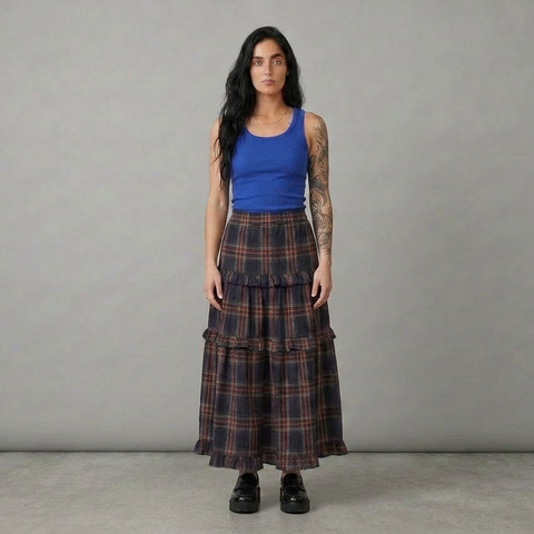 PRAIRIE MOON SKIRT — MIDNIGHT PLAID