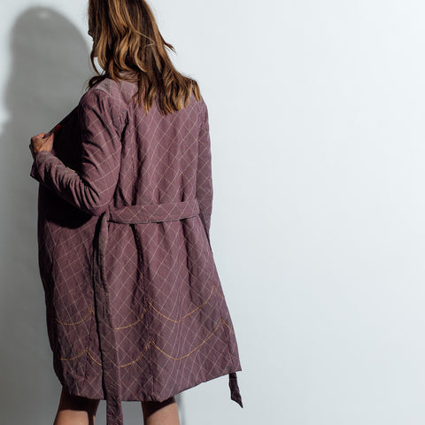 24/7 Quilted Trench - Blood Rose