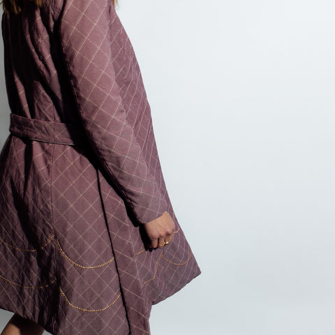 24/7 Quilted Trench - Blood Rose