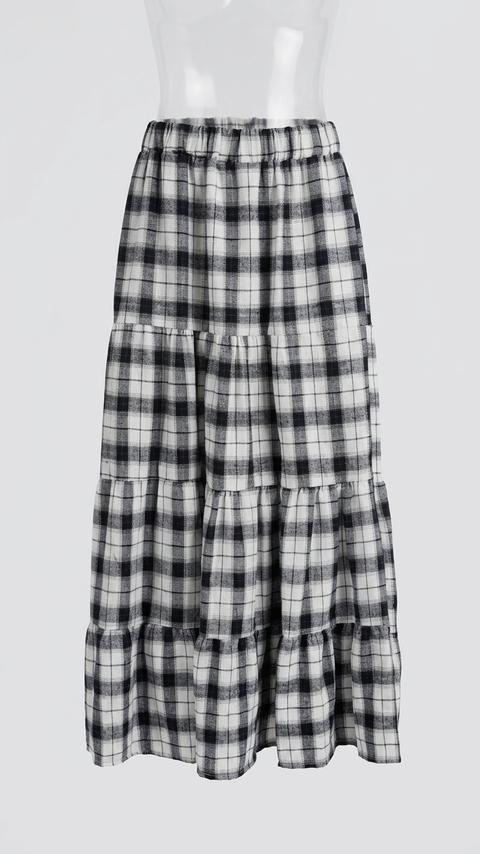 PRAIRIE MOON SKIRT — MONO PLAID