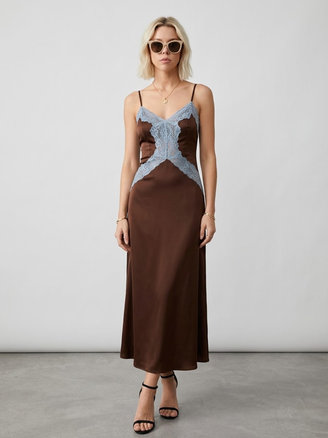 CHEAP THRILL SLIP Chocolate + Powder Blue