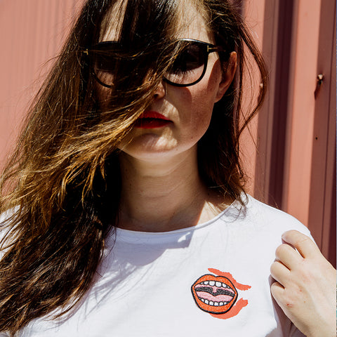Lipstick Smear Tee - White