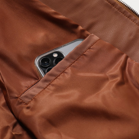 Apple Leather Bomber - Noir