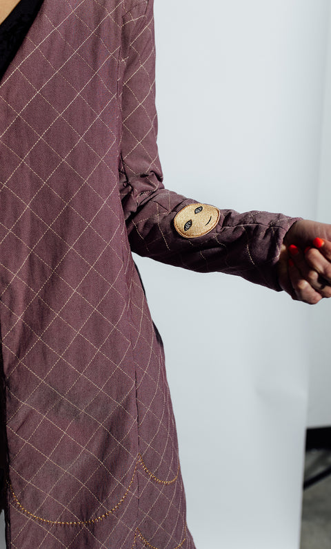 24/7 Quilted Trench - Blood Rose