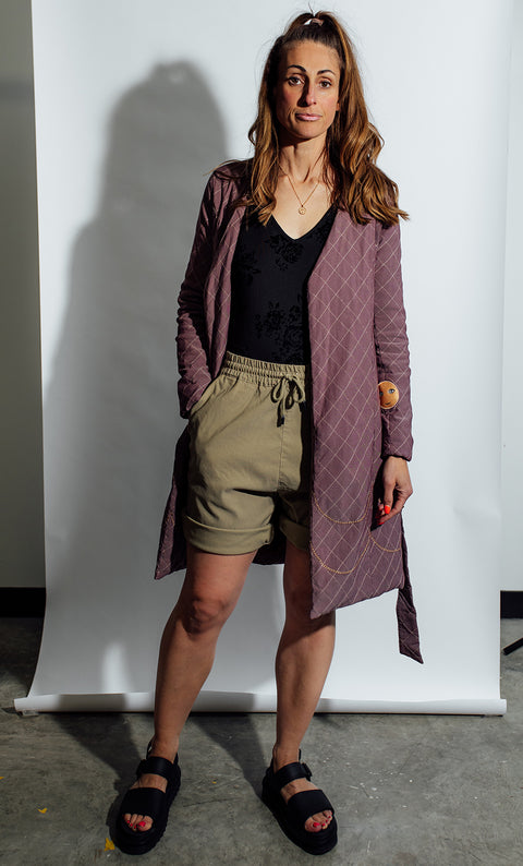 24/7 Quilted Trench - Blood Rose
