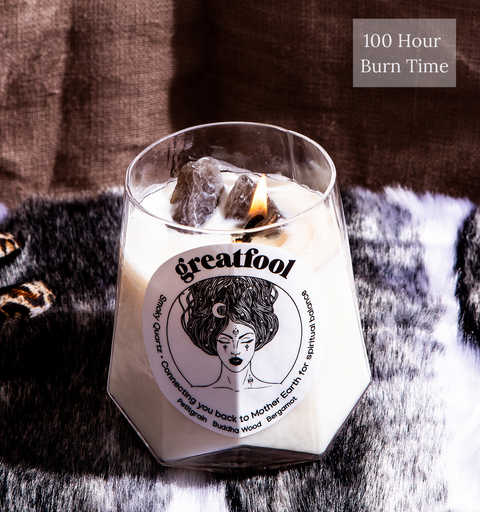 Lock Stock and Smoky Quartz - Crystal Candle LAST FEW LEFT