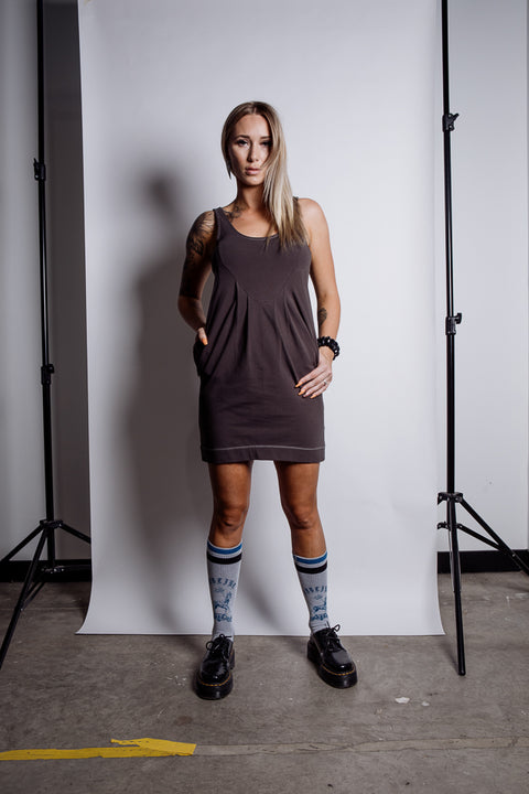 Certified Organic Cotton Jersey Pinafore Dress - Heritage Black