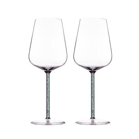 Green Aventurine Crystal-stemmed Wine Glasses (2 Piece)