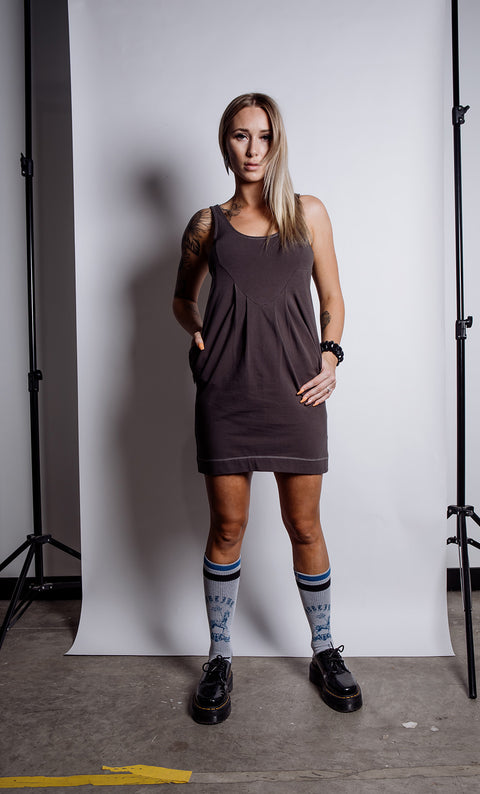 Certified Organic Cotton Jersey Pinafore Dress - Heritage Black