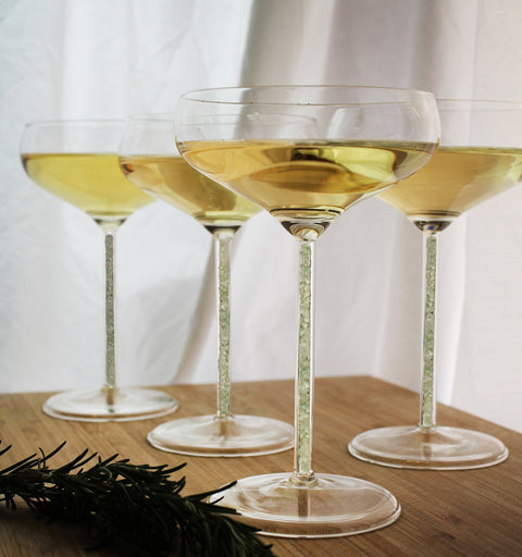 Champagne/ Cocktail Coupe - Green Aventurine (4 Piece)