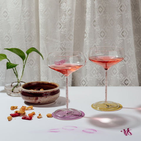 Champagne/ Cocktail Coupe - Strawberry Quartz (2 Piece)