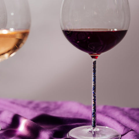 Crystal-Stemmed Wine Goblet - Lapis Lazuli (4 Piece)