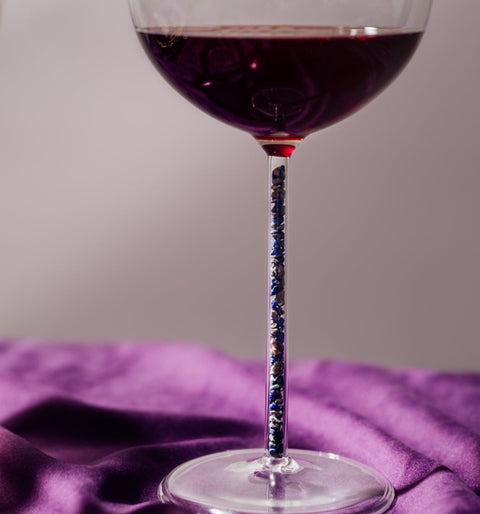 Crystal-Stemmed Wine Goblet  - Lapis Lazuli (2 Piece)