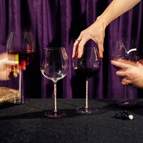 Crystal-Stemmed Wine Goblet  - Rose Quartz (4 Piece)