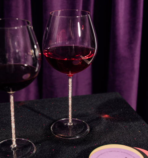 Crystal-Stemmed Wine Goblet  - Rose Quartz (2 Piece)