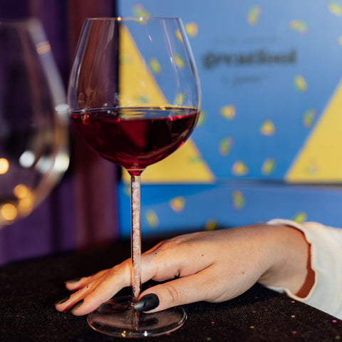 Crystal-Stemmed Wine Goblet  - Rose Quartz (2 Piece)