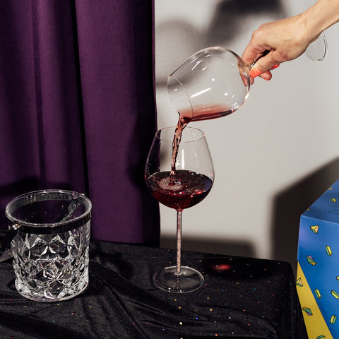 Crystal-Stemmed Wine Goblet  - Rose Quartz (2 Piece)