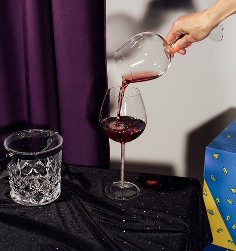 Crystal-Stemmed Wine Goblet  - Rose Quartz (4 Piece)