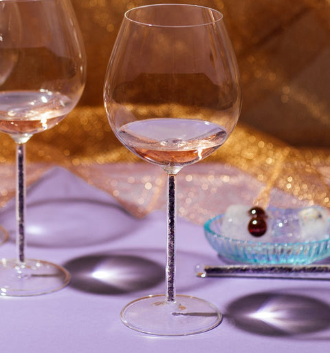 Crystal-Stemmed Wine Goblet - Amethyst (2 Piece)