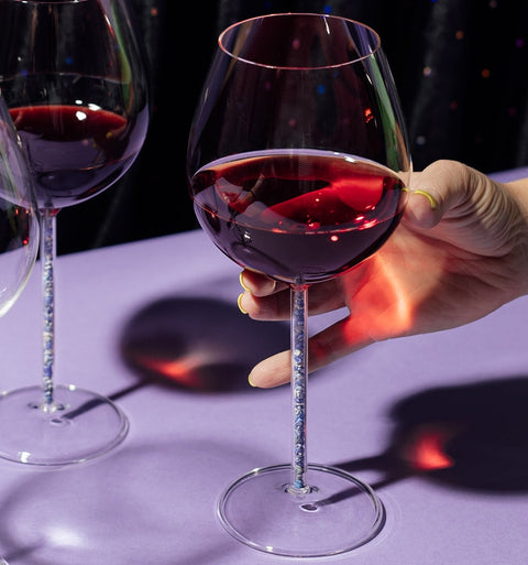 Crystal-Stemmed Wine Goblet  - Lapis Lazuli (2 Piece)