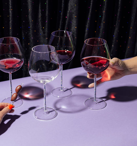 Crystal-Stemmed Wine Goblet - Lapis Lazuli (4 Piece)