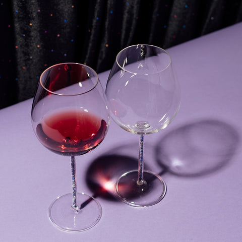 Crystal-Stemmed Wine Goblet  - Lapis Lazuli (2 Piece)