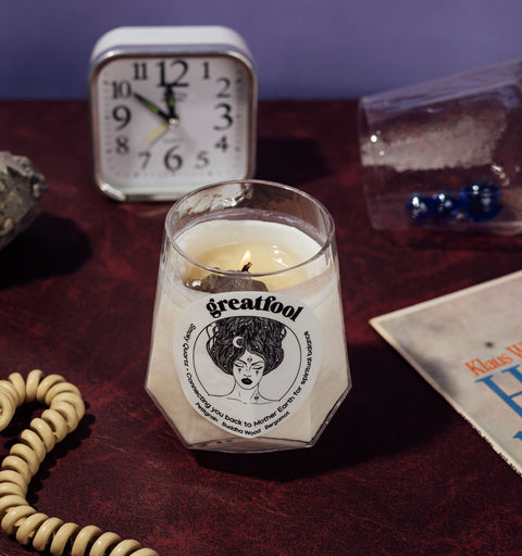 Lock Stock and Smoky Quartz - Crystal Candle LAST FEW LEFT