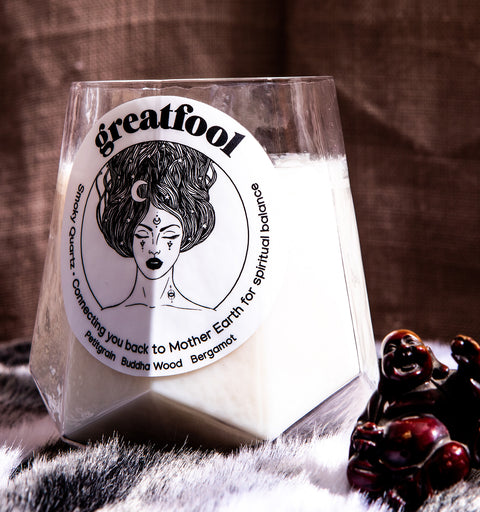 Lock Stock and Smoky Quartz - Crystal Candle LAST FEW LEFT