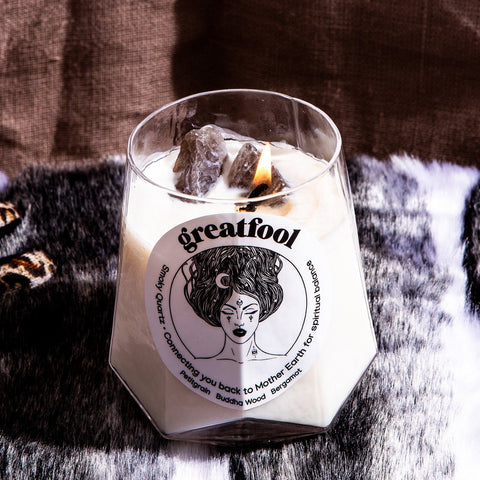 Lock Stock and Smoky Quartz - Crystal Candle LAST FEW LEFT