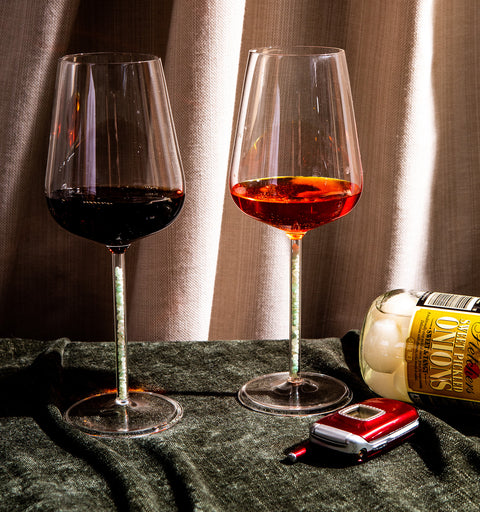 Green Aventurine Crystal-stemmed Wine Glasses (2 Piece)