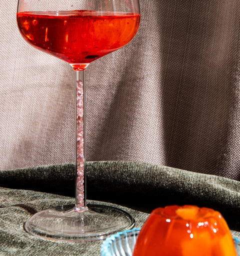 Strawberry Quartz Crystal-stemmed Wine Glasses (2 Piece)