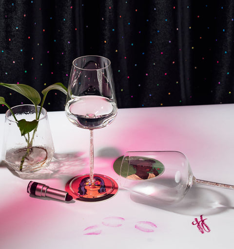 Strawberry Quartz Crystal-stemmed Wine Glasses (2 Piece)