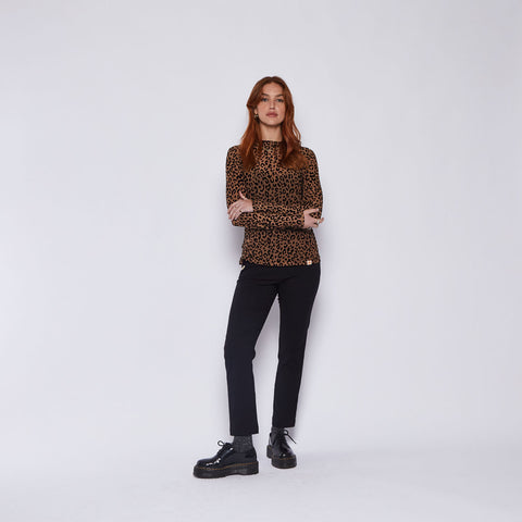 Leopard Lace Long Sleeve - Brown