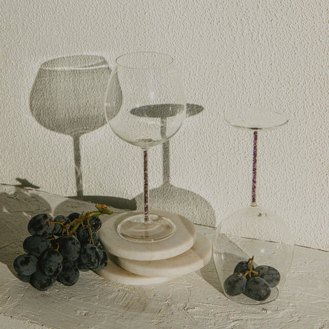 Crystal-Stemmed Wine Goblet - Amethyst (2 Piece)