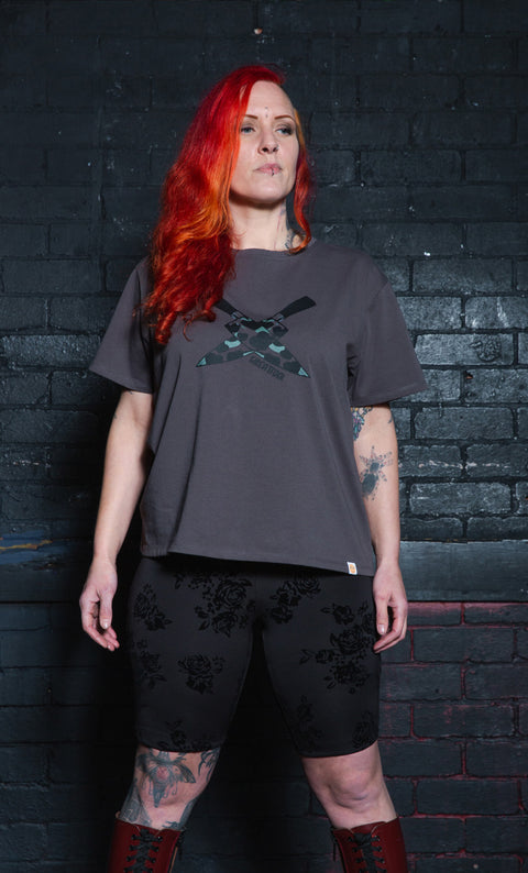NEW - Knives Out Acid Wash Boyfriend Tee