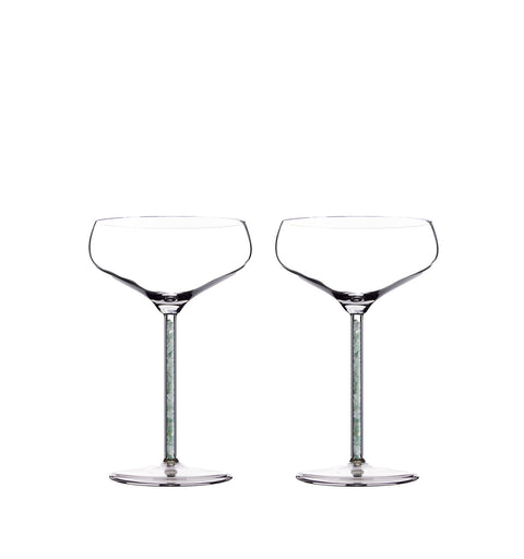 Champagne/ Cocktail Coupe - Green Aventurine (2 Piece)