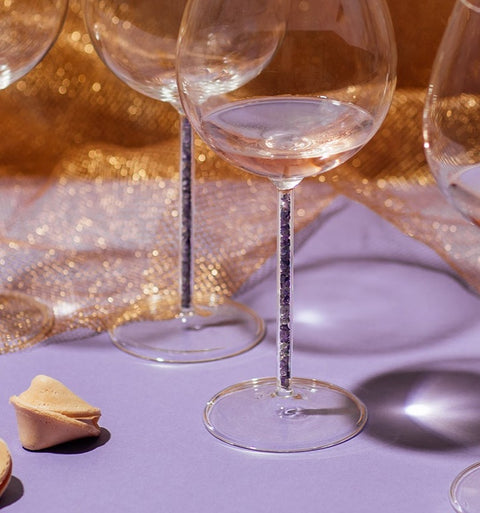 Crystal-Stemmed Wine Goblet - Amethyst (2 Piece)